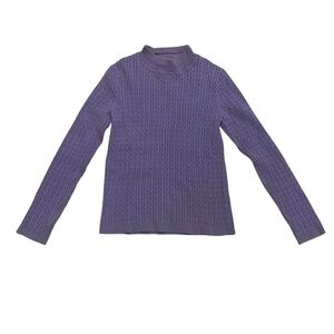 Vtg Jones New York Sport Petite PP Lilac Cable Knit Mock Neck Sweater